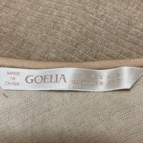 Goelia Brown Tan Rib Knit Asymmetric Hem Long Sleeve Pullover Sweater Top Size S - Picture 3 of 4